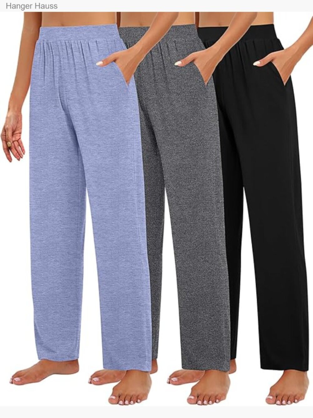 3 Pack Wide Leg Lounge Pants with Pockets, Soft Stretchy Yoga Sweatpants